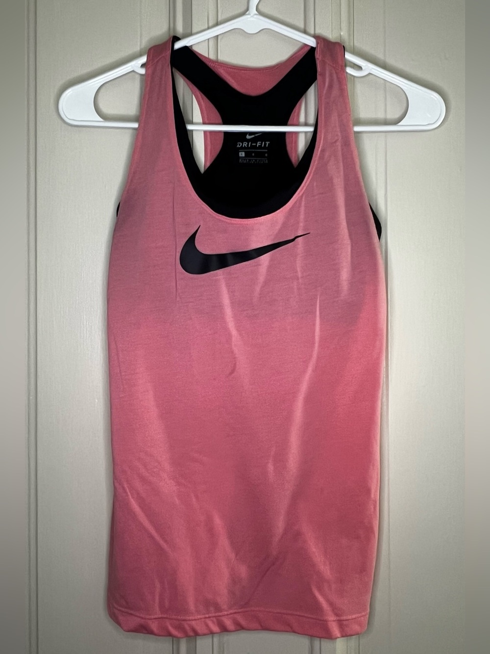 Nike Pink Racerback Dri-FIT Tank with Black Swoosh